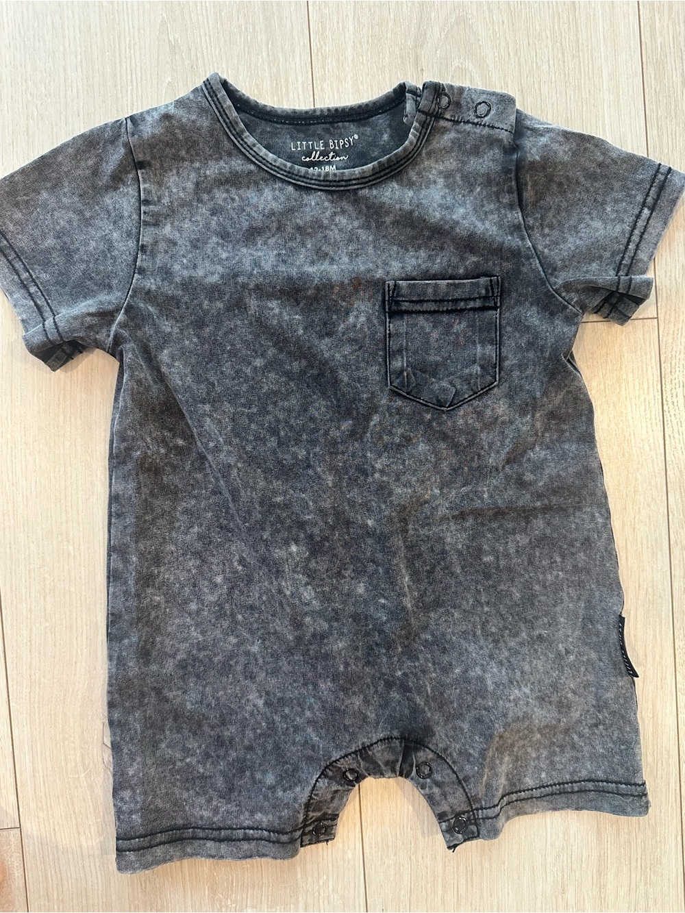 Little Bipsy Mineral-Wash Charcoal Romper Baby/Toddler